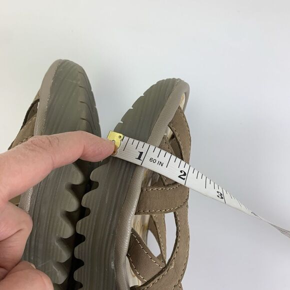 Fly London Yadi Wedge Taupe Suede Slip On Open Toe Strappy Sandal Women 40 9-9.5 - Picture 10 of 13